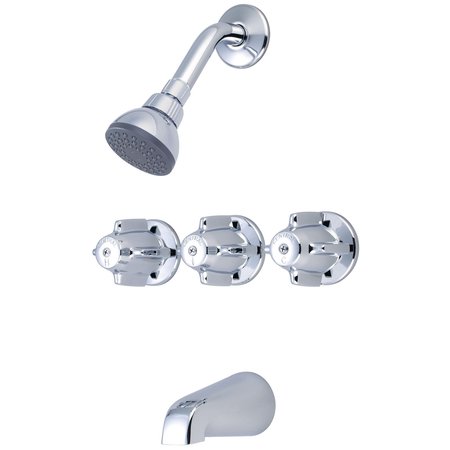 CENTRAL BRASS Three Handle Tub And Shower Trim Kit in Chrome TC-3